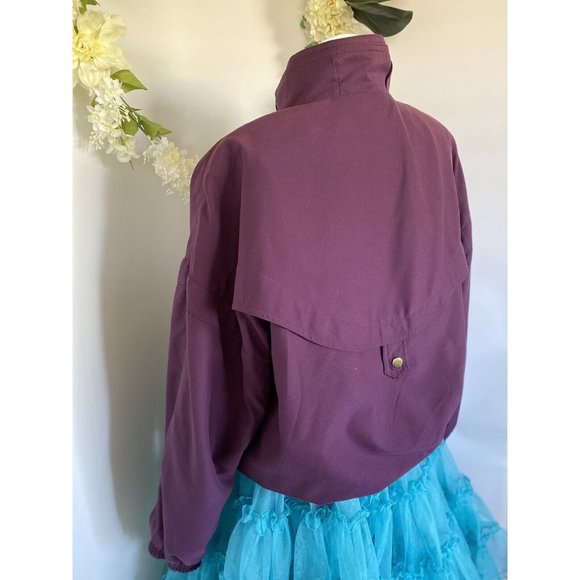Gallery Sport Windbreaker Jacket Vintage 80s Purple Gold Hardware Size M Pockets - Picture 7 of 16